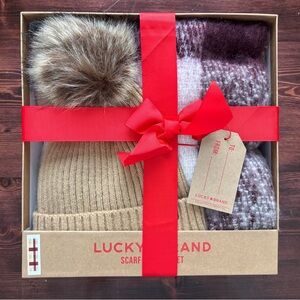 Lucky Brand Tan Gift Box Set with Red Ribbon Accent